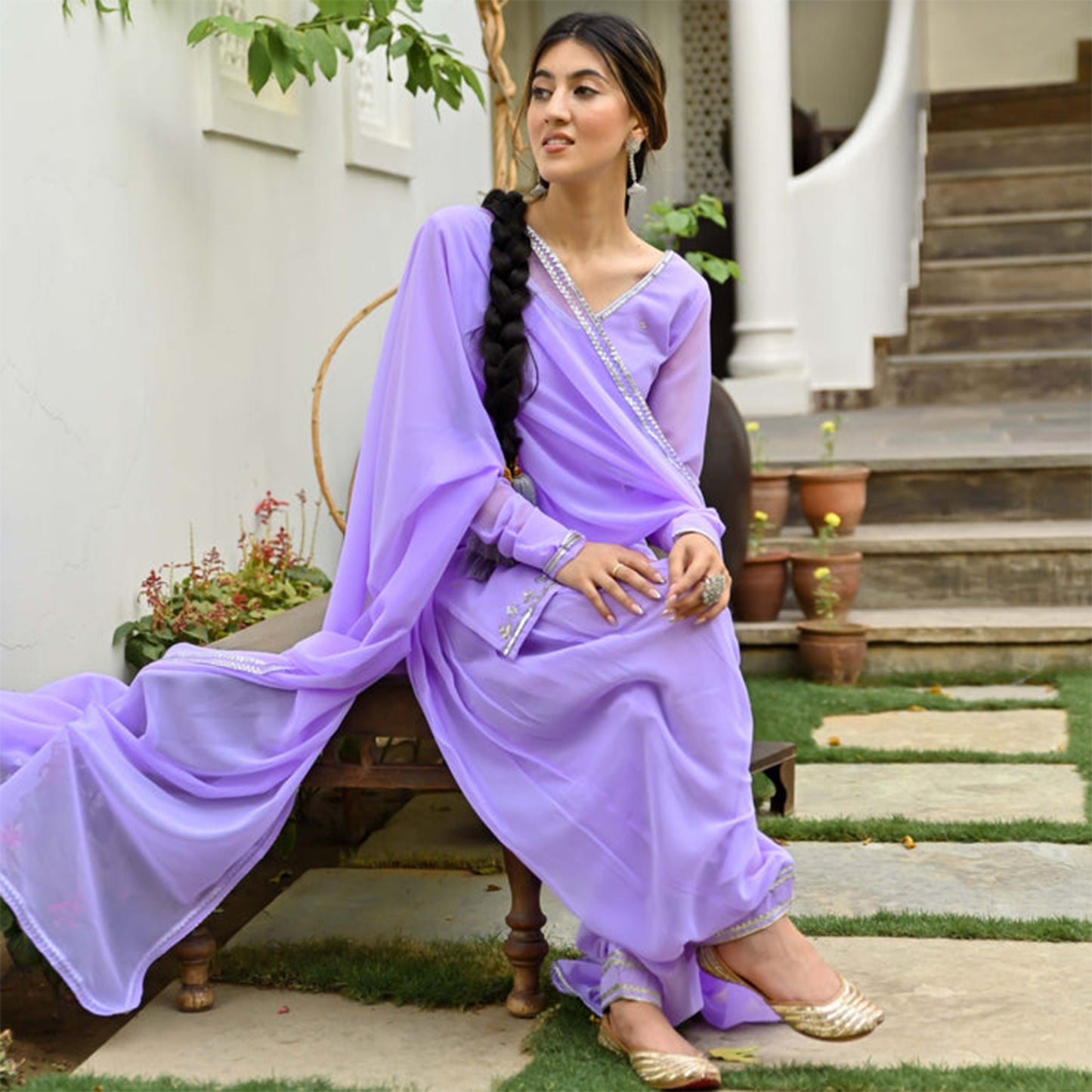 Lavender Kurta Patiala Set