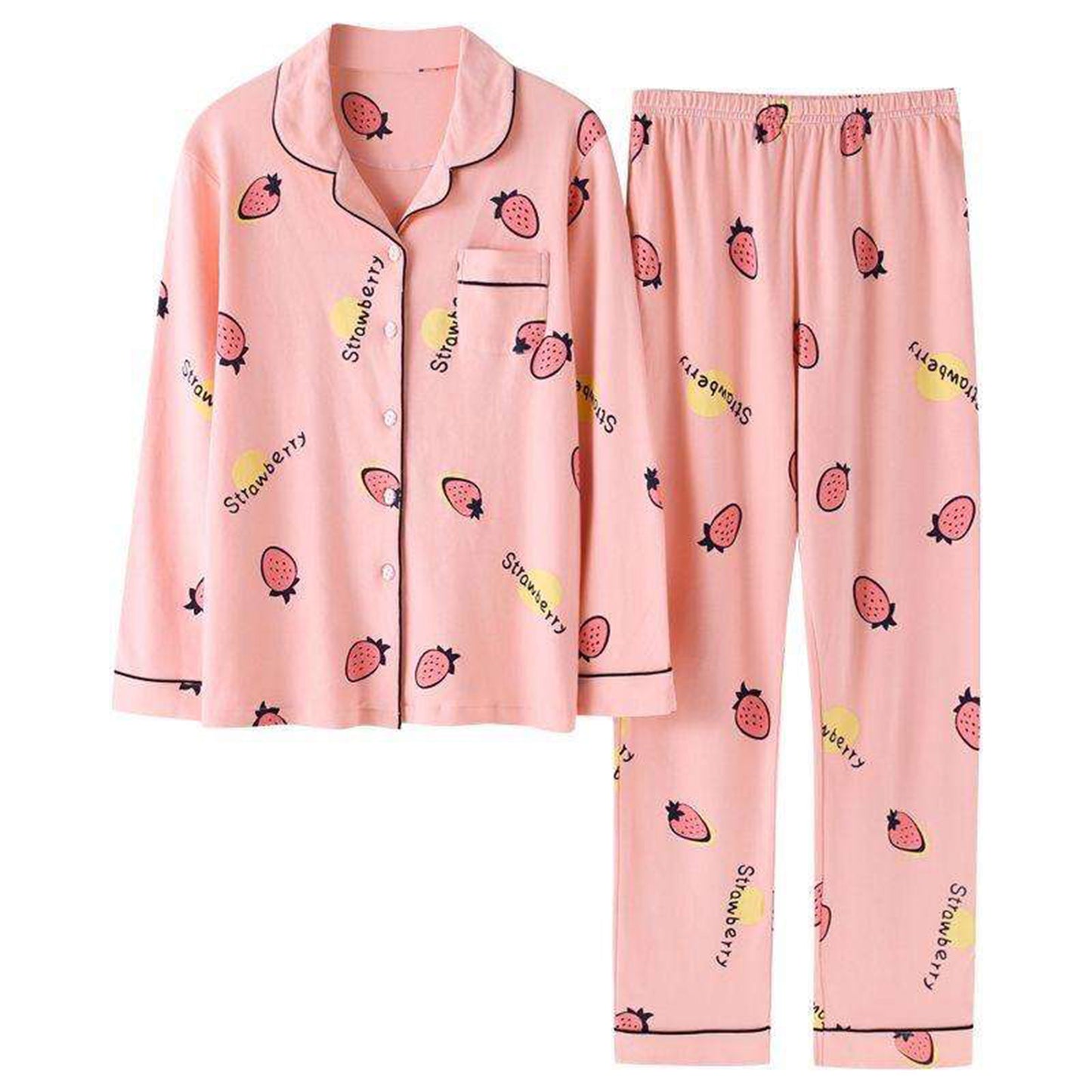 Fall Sleep Wear Lady 2 Piece Nightwear Cotton Printed Nighty Home Clothes Pyjama Designer Pajama Night Suit for Women