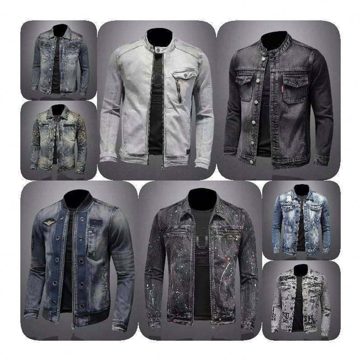 New men's denim jacket fashion retro casual zipper jacket handsome cycling clothes men's fashion denim jacket