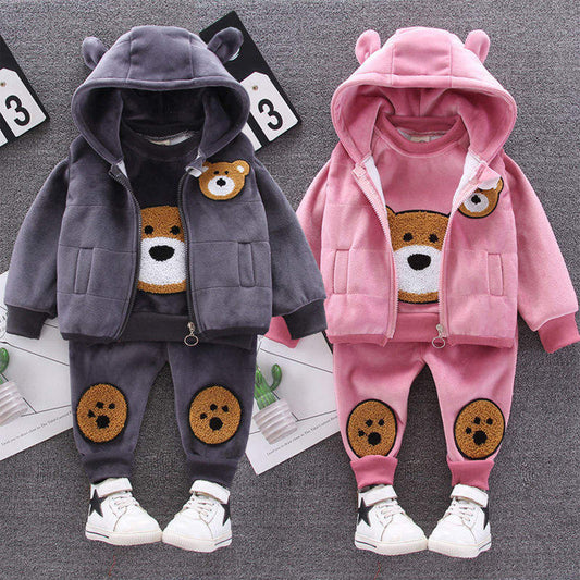 boys and girls Clothing 2024 toddler boys clothing sets Three Piece Set Female Children's Spring Clothing