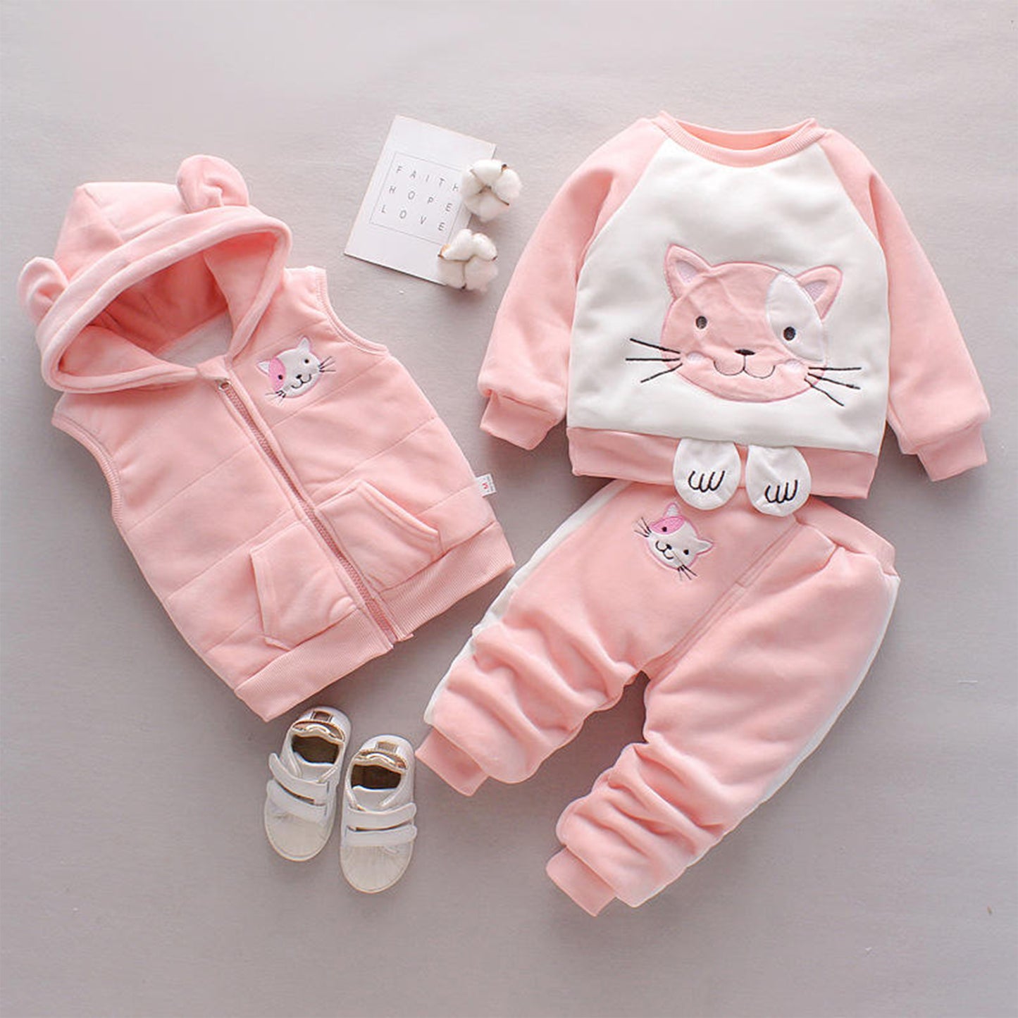 boys and girls Clothing 2024 toddler boys clothing sets Three Piece Set Female Children's Spring Clothing