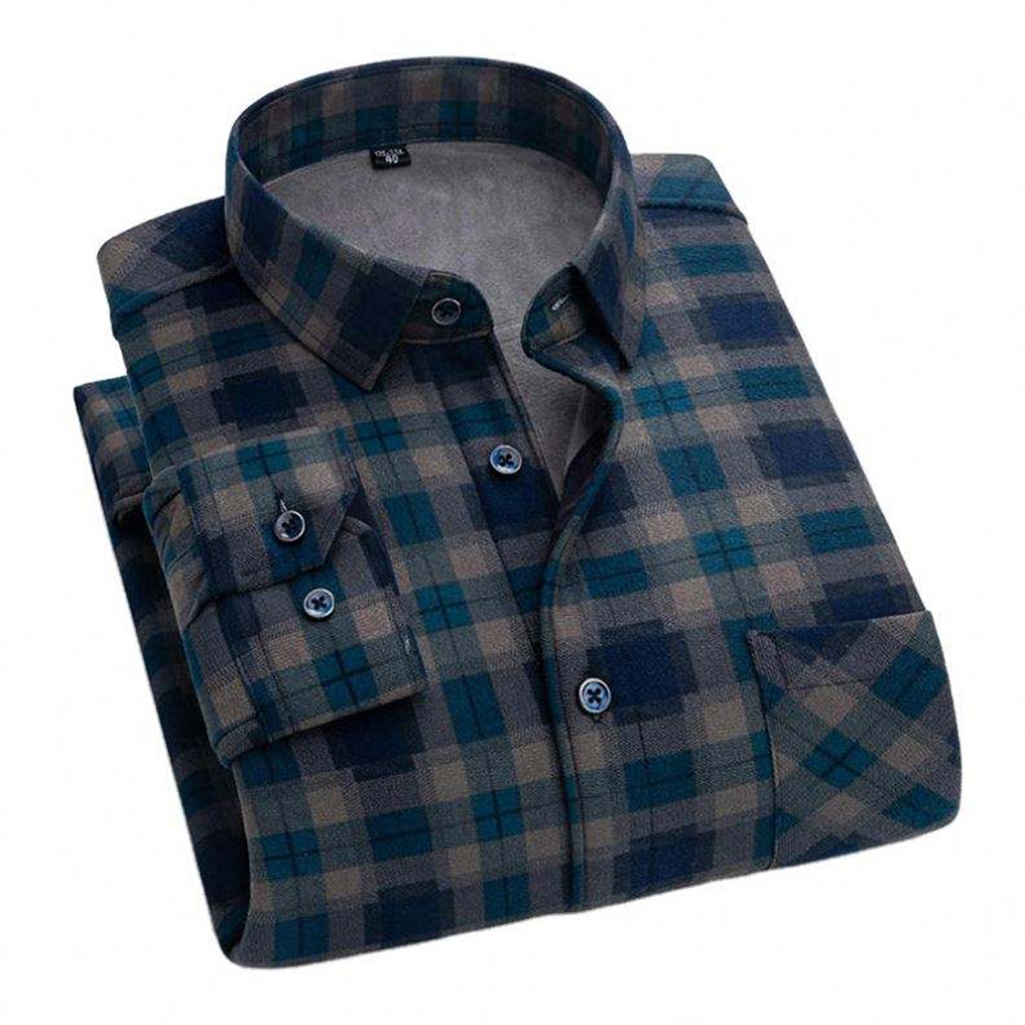 Winter Plus Size Mens Shirts Fleece Flannel Lined Long Sleeve Button Down Shirts