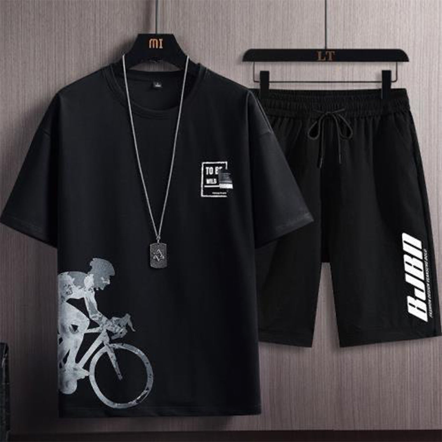 Men's Summer Short Sports Suit Leisure Short Sleeve Men's T-shirt And Shorts 2Pcs men's sets