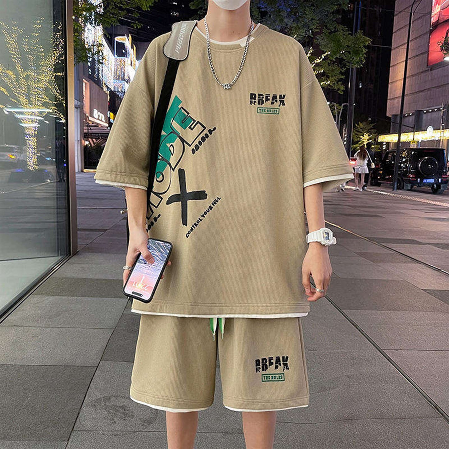 Clothing seller summer men outfit two-piece shorts T-shirt street casual two-piece pants T-shirt men's sets