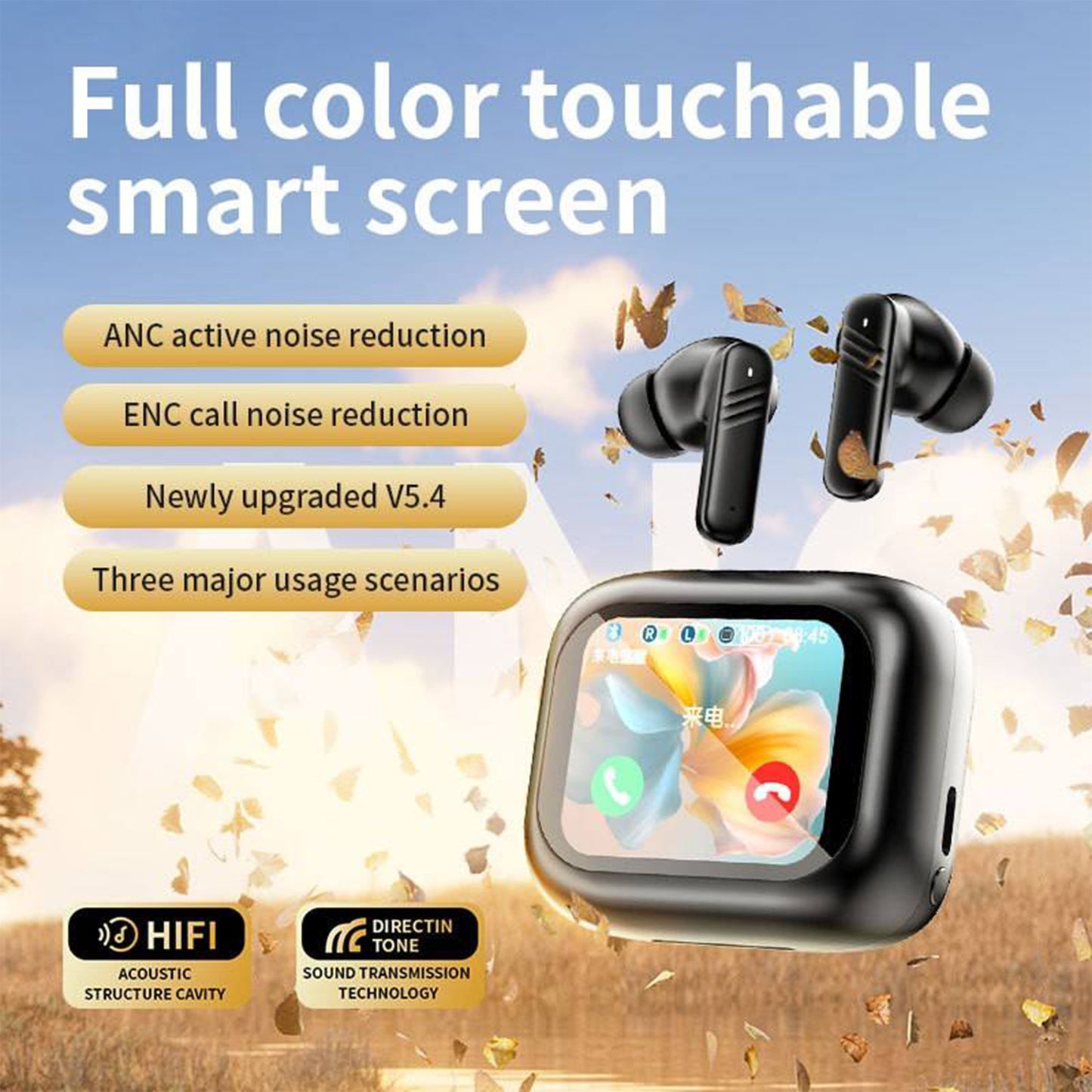 M6 Wireless Smart Screen For JBL Headset Active ANC Noise Cancelling IPX4 LED Touch Screen ANC Wireless Earphone A9 Pro A11