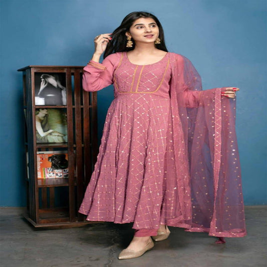 Adorable Pink Colour Casual Wear Anarkali Suit