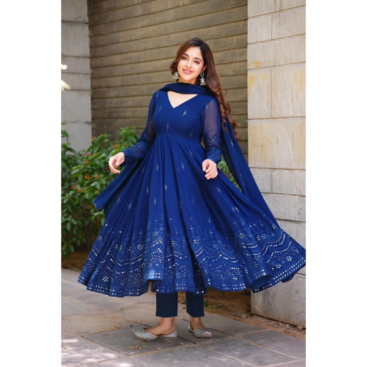 Stylish Fancy Treandy georgette Gown and Dupatta Set For Women