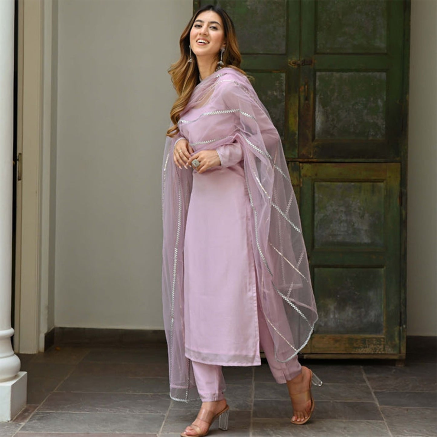 Lilac Silk Kurta Set