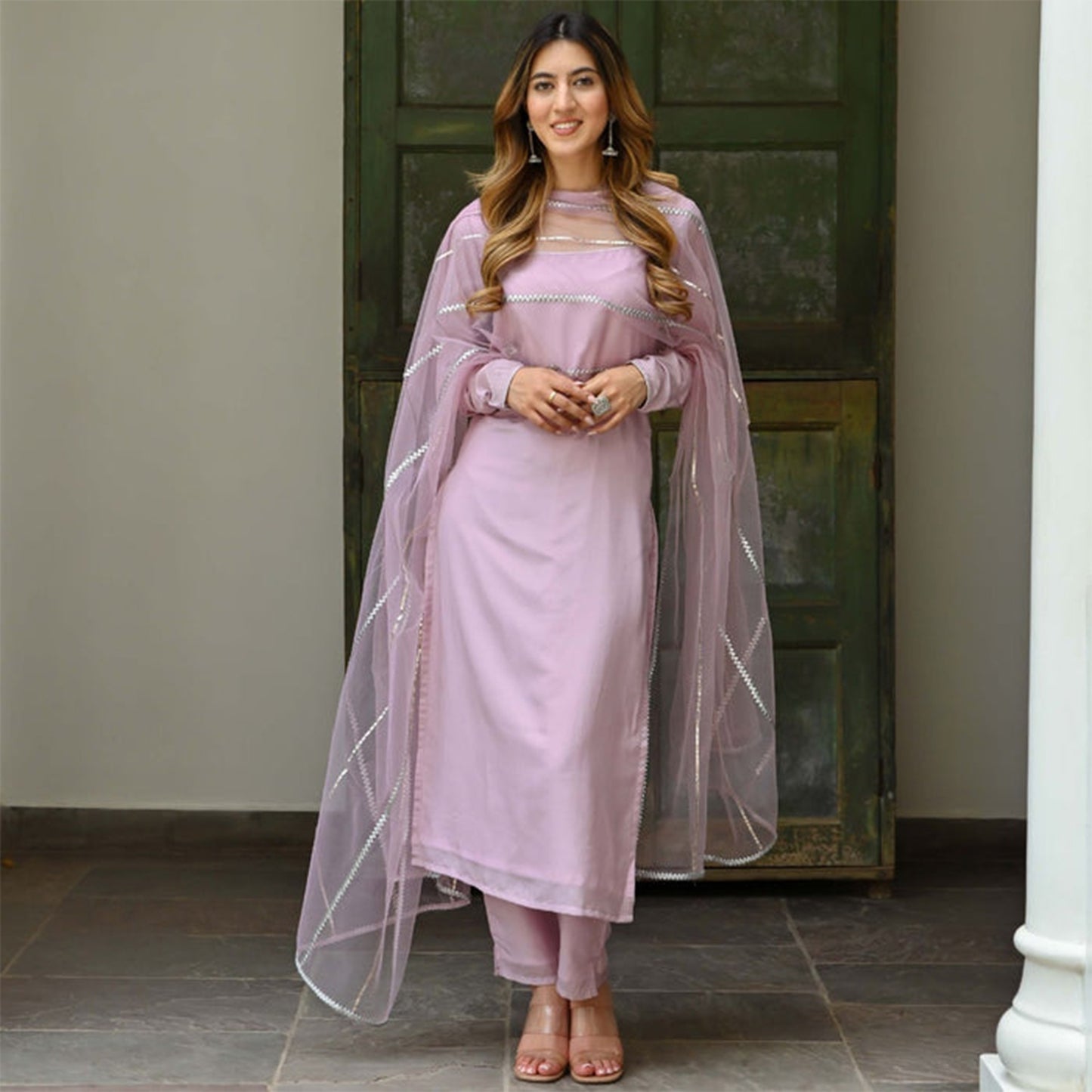 Lilac Silk Kurta Set