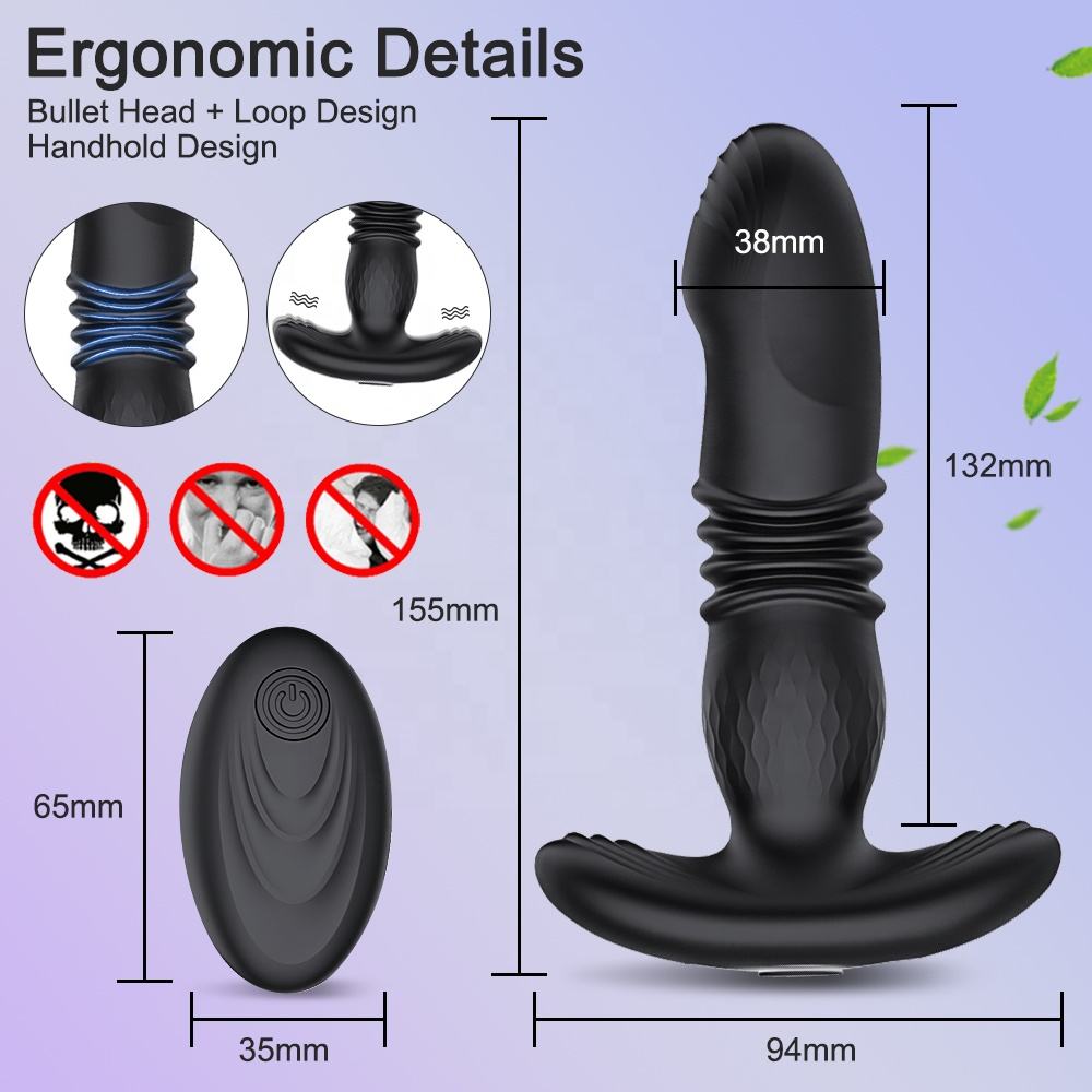 Hot Selling Thrusting Anal Butt Plug Vibrator Sex Toys for Woman Female Masturbator Silicone Anal Sex Toys