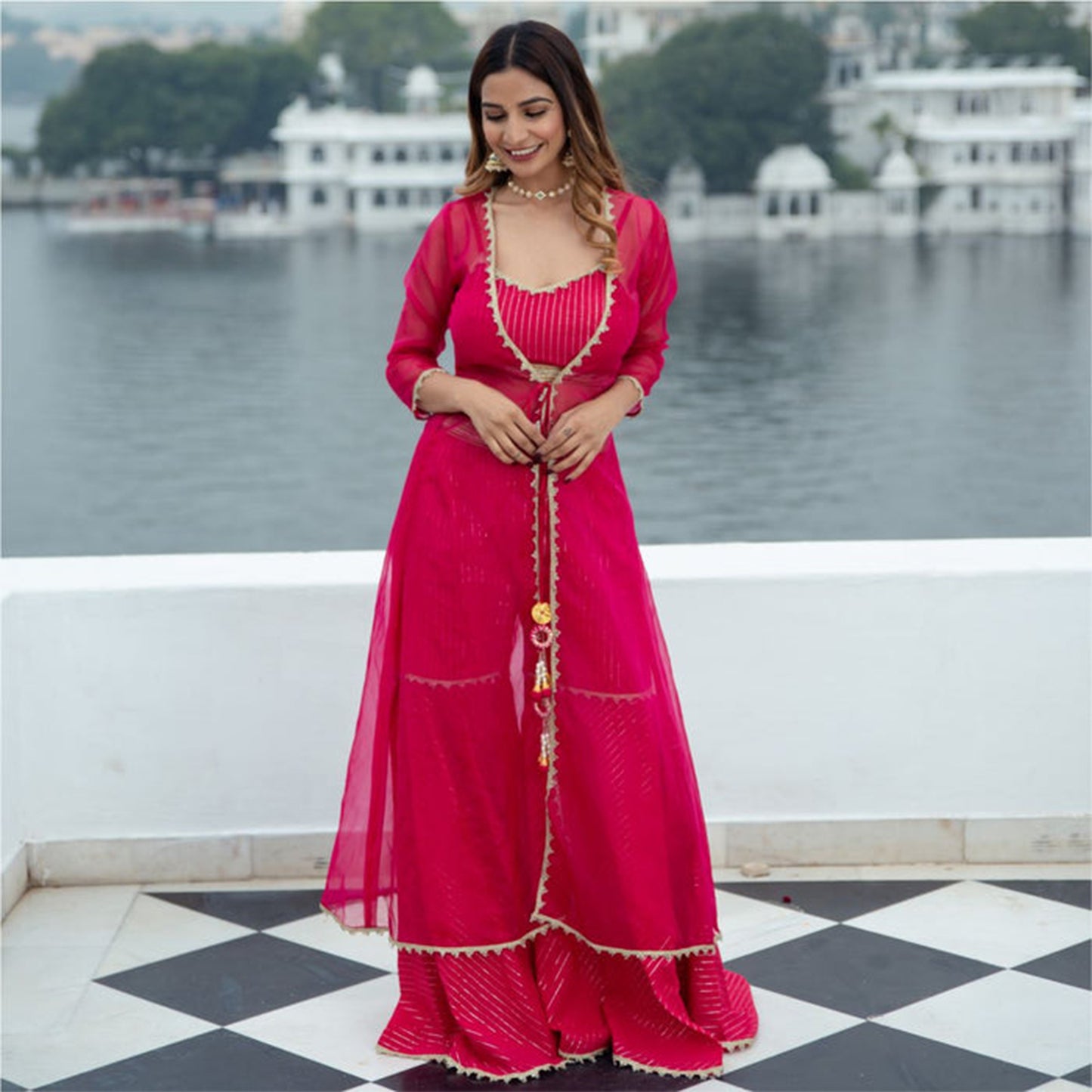 Magenta Cotton Lurex Co-ords Set