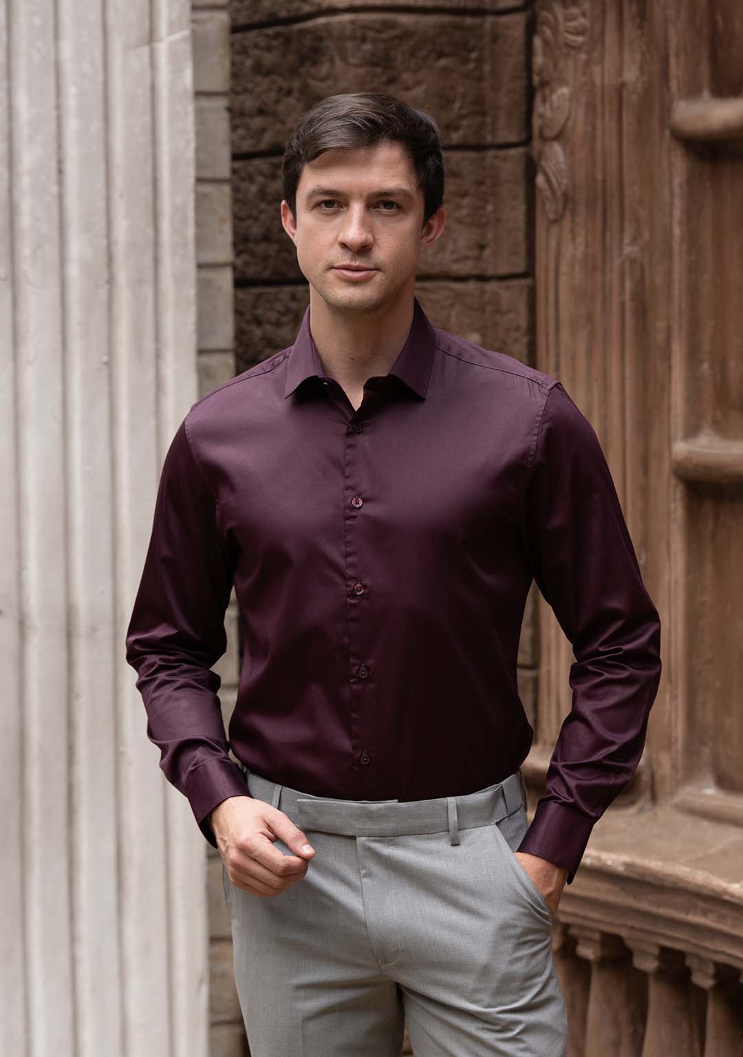 Business Class Shirt in Italian Plum