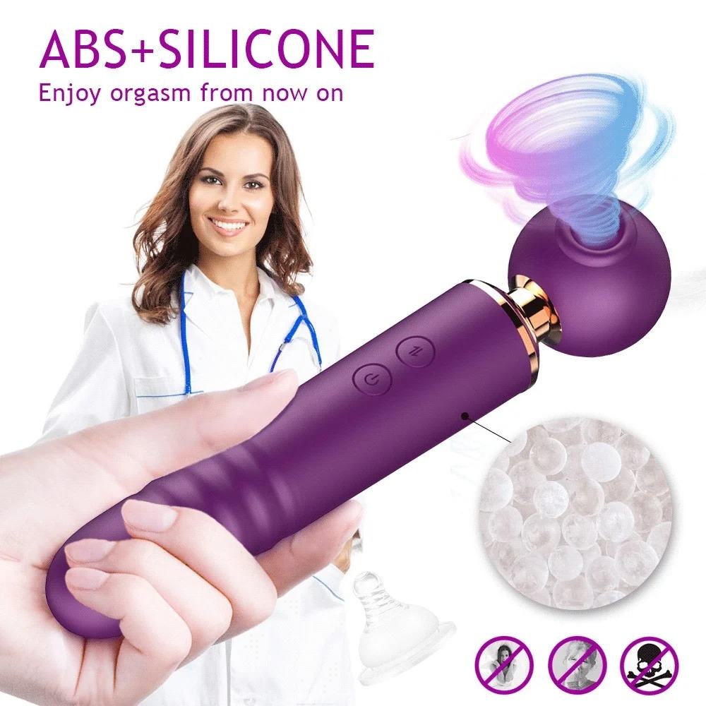 wholesale 10 frequency sucking telescoping tapping Double Stimulation electric handheld personal massager Vibrator woman sextoy