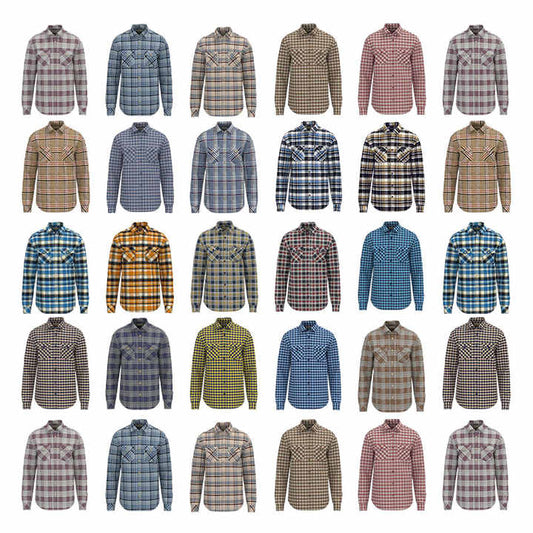 Custom Print 100% Cotton Chemise Homme Camisas De Hombre Long Sleeve Double Pocket Casual Plaid Shirts For Men