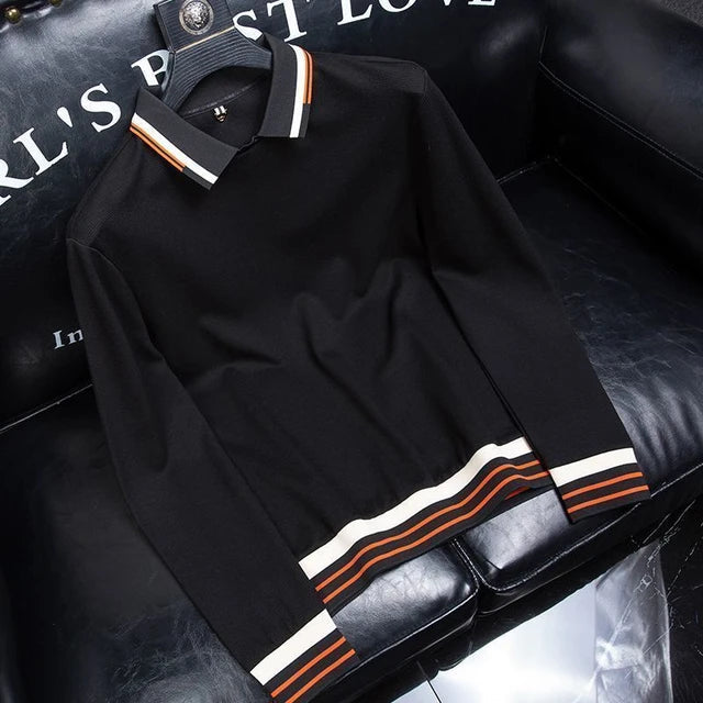 Black Imported Full Sleeve Polo T-Shirt - Goamen