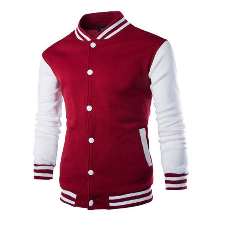 Hoodies Men/Boy Baseball Jacket Men Fashion Design Wine Red Mens Slim Fit College Varsity Jacket Men Harajuku Sweatshirt