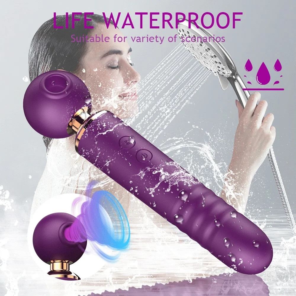 wholesale 10 frequency sucking telescoping tapping Double Stimulation electric handheld personal massager Vibrator woman sextoy