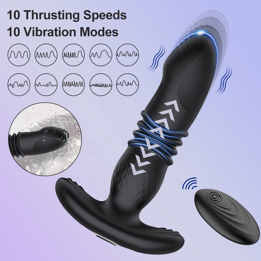 Hot Selling Thrusting Anal Butt Plug Vibrator Sex Toys for Woman Female Masturbator Silicone Anal Sex Toys