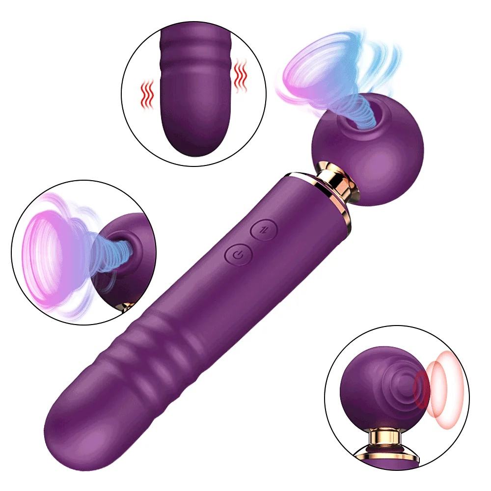 wholesale 10 frequency sucking telescoping tapping Double Stimulation electric handheld personal massager Vibrator woman sextoy